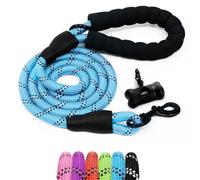 FurDreams 5ft Strong Lead Rope with Soft Padded Handle and Highly Reflective Threads - Blue | Rope Dog Leash for Large, Medium, and Small Dogs | Includes a Free Waste Bag Dispenser