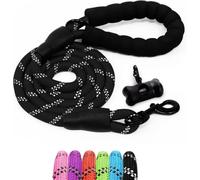 Furdreams Black 1.5M 5Ft Slip On Dog Lead One Size Fits All Leash With Soft Padded Handle & Highly Reflective Threads
