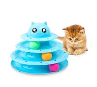 Furdreams Cat Roller Ball Toy Interactive Blue, 3 Tier Tower Fun Cat Ball Track Toy With 3 Colour Balls