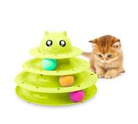 Furdreams Cat Roller Ball Toy Interactive Green, 3 Tier Tower Fun Cat Ball Track Toy With 3 Colour Balls