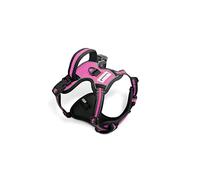 FurDreams Dog Harness - Secure Padded Vest Harness, Comfortable Material with Reflective Strips, Non-Restrictive, No Choke Fit with 4 Adjustable Straps, No Pull, Clip On Easy (Small, Pink)