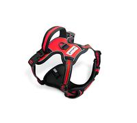 FurDreams Dog Harness - Secure Padded Vest Harness, Comfortable Material with Reflective Strips, Non-Restrictive, No Choke Fit with 4 Adjustable Straps, No Pull, Clip On Easy (Medium, Red)