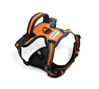 FurDreams Dog Harness - Secure Padded Vest Harness, Comfortable Material with Reflective Strips, Non-Restrictive, No Choke Fit with 4 Adjustable Straps, No Pull, Clip On Easy (Extra Large, Orange)