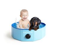 Furdreams Foldable Pet Swimming Pool, Hard Plastic Dog Bathtub, Portable Multi-functional Outdoor PVC Non-Slip Kiddie Pool, Enjoy Summer Shine in Your Garden, For Children, Cats, Puppies(Small)