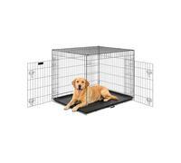 FurDreams Folding Dog Crate, Heavy-Duty Dual-Door, 36" for Large Dogs | Front & side doors, chew-resistant plastic tray, carry handle, folds flat in seconds, 92 x 57 x 63 cm