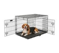 Furdreams Heavy Duty Metal Dog Crate 30-Inch, Folding Dog Cage With 2 Doors (Front & Side) With Chew-Resistant, Medium