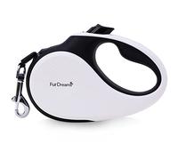 FurDreams Nylon Dog Lead - 5m (15kg/33lbs), Retractable Dog with Lock Button, Heavy Duty Extendable Lead, Anti-Tangle Leash with Comfortable Handle (White, Small)