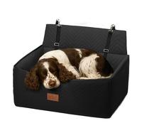 Furdreams XL Dog Car Seat - Plush Travel Bed with 10cm Foam Booster - Fits Dogs Up to 27kg - Non-Slip Base - 74x53x27cm - Converts to Cozy Sofa Bed - Machine Washable Cover - Black