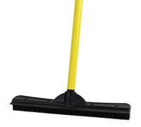 FURemover Original Indoor Pet Hair Rubber Broom with Carpet Rake and Squeegee, Black and Yellow