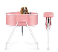 Furesh Insider Dog Bath Tub and Wash Station for Bathing Shower and Grooming, Elevated Foldable and Portable, Indoor and Outdoor, for Small and Medium Size Dogs, Cats and Other Pet (Pink)