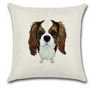 FUREVER GIFTS King Charles Spaniel Dog Print Cushion Cover Natural Linen Blend 17" x 17" (45cm) 1 Piece