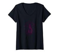Furever Grateful Cat Paw Print Design for Pet Lovers V-Neck T-Shirt, Women, Black, M