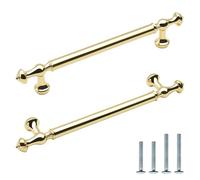FURFITT 10 Pack Polished Gold Cabinet Pulls 5 Inch/128mm Hole Center Zinc Alloy Shiny Gold Drawer Dresser Handles Brushed Brass Kitchen Cupboard Bathroom Furniture Hardware