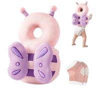 Furforstk Baby Head Protection with Knee Pads for First Steps Breathable Baby First Steps for Crawling and Walking, Adjustable (Butterfly) Baby Does Not Resist