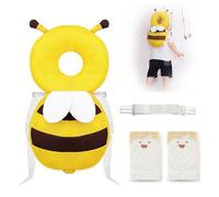 Furforstk Baby Head Protector Backpack Adjustable Head Protection for Baby with Knee Pads for Babies Crawling for 4 to 24 Months Toddlers Learning to Crawl and Walk (bee), Baby Won't Resist
