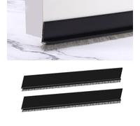 Furforstk Draft excluder for Doors, 2 Pcs Door Draft excluder, Door Brush Strip (Energy Saving) Doors Strip Also Ideal as Sound Insulation, Cold Protection, Black