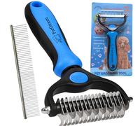 FurGroom Undercoat Rake Dog Cat Reduce Shedding by 95%- Double Sided Grooming and Deshedding Tool Removes Knots and Tangled Hair,Grooming Br
