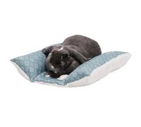 Furhaven Cat Bed for Indoor Cats, Washable w/Removable Bolsters, For Pets Up to 9 lbs - Plush & Diamond Print Cuddle Loaf Mat - Aqua, Small