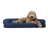 FurHaven Cooling Gel Dog Bed for Large/Medium Dogs w/Removable Bolsters & Washable Cover, For Dogs Up to 55 lbs - Quilted Sofa - Navy (Blue), Large