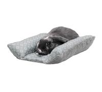 FurHaven Cuddle Loaf Pet Bed, For Small Dogs, Cats, and Rabbits, Washable w/Removable Bolsters - Plush & Diamond Print - Gray, Small