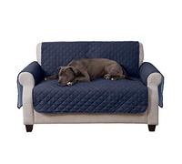 Furhaven Furniture Cover for Dogs and Cats - Water-Resistant Reversible Two-Tone Living Room Furniture Protector, Washable, Navy and Light Blue, Loveseat