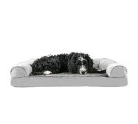 Furhaven Large Memory Foam Dog Bed Plush & Suede Sofa-Style w/Removable Washable Cover - Gray, Large
