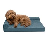 Furhaven Large Orthopedic Dog Bed Pinsonic Quilted Paw L Shaped Chaise w/Removable Washable Cover - Bluestone, Large