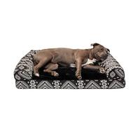Furhaven Large Orthopedic Dog Bed Plush & Southwest Kilim Decor Sofa-Style w/Removable Washable Cover - Black Medallion, Large