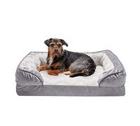 Furhaven Medium Memory Foam Dog Bed Perfect Comfort Plush & Velvet Waves Sofa-Style w/Removable Washable Cover - Granite Gray, Medium