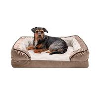 Furhaven Medium Memory Foam Dog Bed Perfect Comfort Plush & Velvet Waves Sofa-Style w/Removable Washable Cover - Brownstone, Medium
