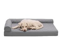 FurHaven Medium Memory Foam Dog Bed Pinsonic Quilted Paw L Shaped Chaise w/Removable Washable Cover - Titanium, Medium