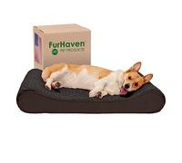 FurHaven Memory Foam Dog Bed for Large/Medium Dogs w/Removable Washable Cover, For Dogs Up to 38 lbs - Ultra Plush Faux Fur & Suede Luxe Lounger Contour Mattress - Chocolate, Large