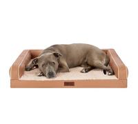 Furhaven Orthopaedic Memory Foam Dog Sofa Bed with Reinforced Plush Fabric and Waterproof Cover Washable Joint Support Camel Large