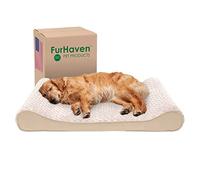 Furhaven Orthopedic Dog Bed for Large Dogs w/Removable Washable Cover, For Dogs Up to 75 lbs - Ultra Plush Faux Fur & Suede Luxe Lounger Contour Mattress - Cream, Jumbo/XL