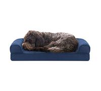 FurHaven Pet Bed for Dogs and Cats - Quilted Sofa-Style Cooling Gel Foam Dog Bed, Removable Machine Washable Cover - Navy, Medium