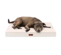 FurHaven Plush & Decorator Check Tuft-Top Solid Core Classic Cushion Pet Bed, Wheat, Large