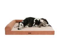 FurHaven Plush & Grid Cord Deluxe L-Chaise Pet Bed, Copper, JumboPlus