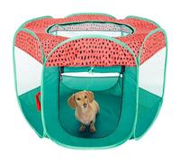 Furhaven Portable Dog Playpen Cat Tent, Pet Playground/Kennel Foldable Indoor Outdoor Puppy Crate with Zipper - Green and Pink, Medium