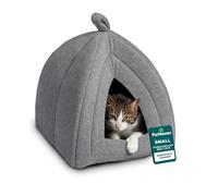 Furhaven Small Cat Bed Polar Fleece Foldable Pet Tent, Washable - Heather Gray, Small