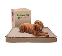 FurHaven Water-Resistant Cooling Gel Dog Bed for Large Dogs w/Removable Quilt Top & Washable Cover, For Dogs Up to 95 lbs - Indoor/Outdoor Quilt Top Convertible Mattress - Sand, Jumbo/XL