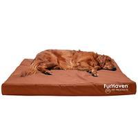 FurHaven Water-Resistant Cooling Gel Dog Bed for Large Dogs w/Removable Washable Cover, For Dogs Up to 95 lbs - Indoor/Outdoor Logo Print Oxford Polycanvas Mattress - Chestnut, Jumbo/XL