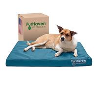 FurHaven Water-Resistant Cooling Gel Dog Bed for Large/Medium Dogs w/Removable Washable Cover, For Dogs Up to 55 lbs - Indoor/Outdoor Logo Print Oxford Polycanvas Mattress - Deep Lagoon, Large