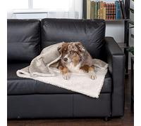 Furhaven Waterproof & Self-Warming Throw Blanket for Dogs & Indoor Cats, Washable & Reflects Body Heat - Terry & Sherpa Dog Blanket - Dove, Large