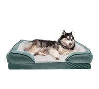 Furhaven XL Memory Foam Dog Bed Perfect Comfort Plush & Velvet Waves Sofa-Style w/Removable Washable Cover - Celadon Green, Jumbo (X-Large)
