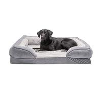 Furhaven XL Orthopedic Dog Bed Perfect Comfort Plush & Velvet Waves Sofa-Style w/Removable Washable Cover - Granite Gray, Jumbo (X-Large)