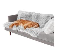 Furhaven XL Waterproof Calming Plush Long Faux Fur & Velvet Dog Blanket, Washable - Mist Gray, Extra Large