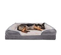Furhaven XXL Memory Foam Dog Bed Perfect Comfort Plush & Velvet Waves Sofa-Style w/Removable Washable Cover - Granite Gray, Jumbo Plus (XX-Large)