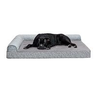 Furhaven XXL Orthopedic Dog Bed Plush & Almond Print L Shaped Chaise w/Removable Washable Cover - Gray Almonds, Jumbo Plus (XX-Large)