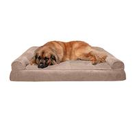 Furhaven XXL Orthopedic Dog Bed Plush & Suede Sofa-Style w/Removable Washable Cover - Almondine, Jumbo Plus (XX-Large)