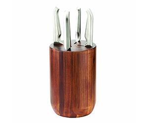Furi Pro Capsule Knife Block Set 5 pc, Elegant Acacia Knife Block with Four Premium Knives for a Superior Cutting Performance, Stainless Steel Blades, Ergonomic Reverse-Wedge, Anti-Fatigue Handle